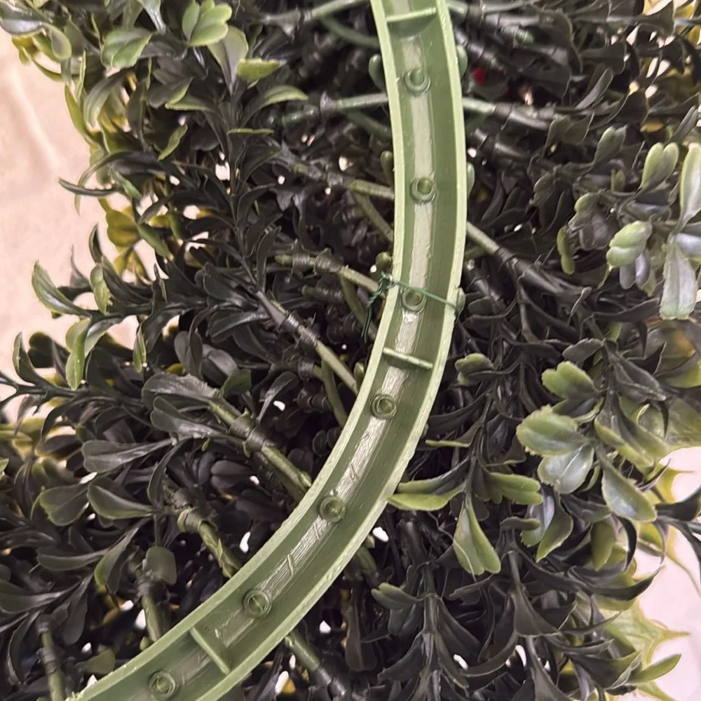 Vintage MCM Artificial Boxwood Christmas Made in Hong Kong Kitschy Wreath PWF